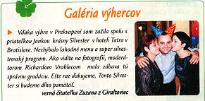 Prekvapenie, február 2002: Galéria výhercov - Silvester 2001