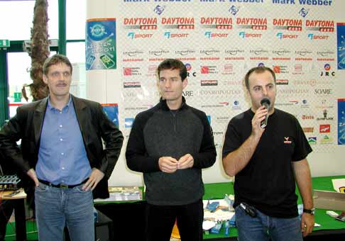 Jirko Malchárek a Mark Webber, pretekár formuly 1, v obchodnom centre Dubeň, v Žiline